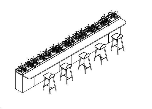 High-level touchdown bench environment sketch developed for Galderma London