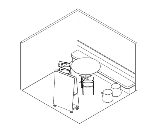 Informal meet environment sketch developed for Galderma London
