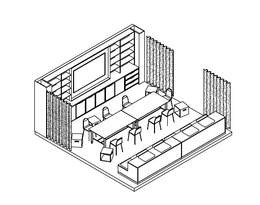 Multi-function space environment sketch developed for Galderma London