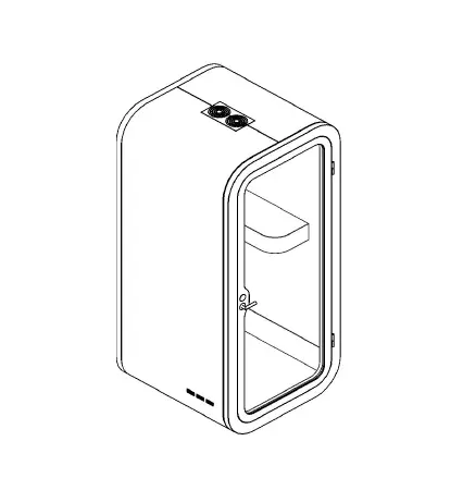 Phone booth environment sketch developed for Galderma London