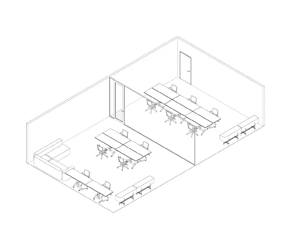 Project brainstorm environment sketch developed for Galderma London