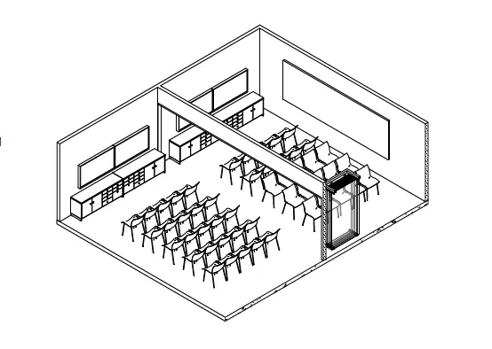 Training room environment sketch developed for Galderma London